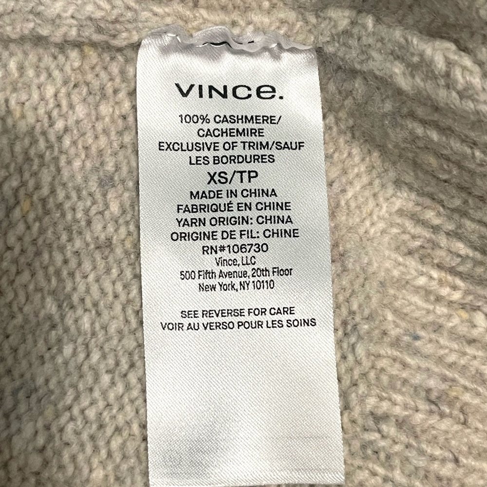 VINCE Panel Back Cashmere V-Neck Sweater - Buttermilk - Sz XS - Picture 8 of 9